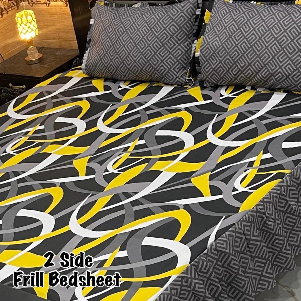 πΈ 3 Pcs Cotton Frill Bedsheet Set β Elegant, Soft & Stylish 057