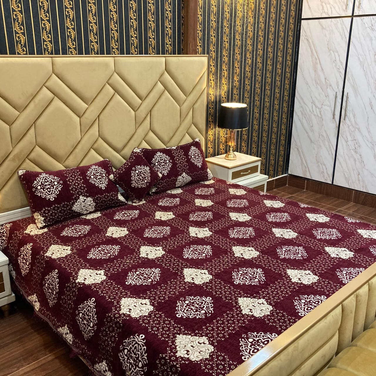 Appish Bridal Velvet Bed Sheet Set - 4pcs - ABB022