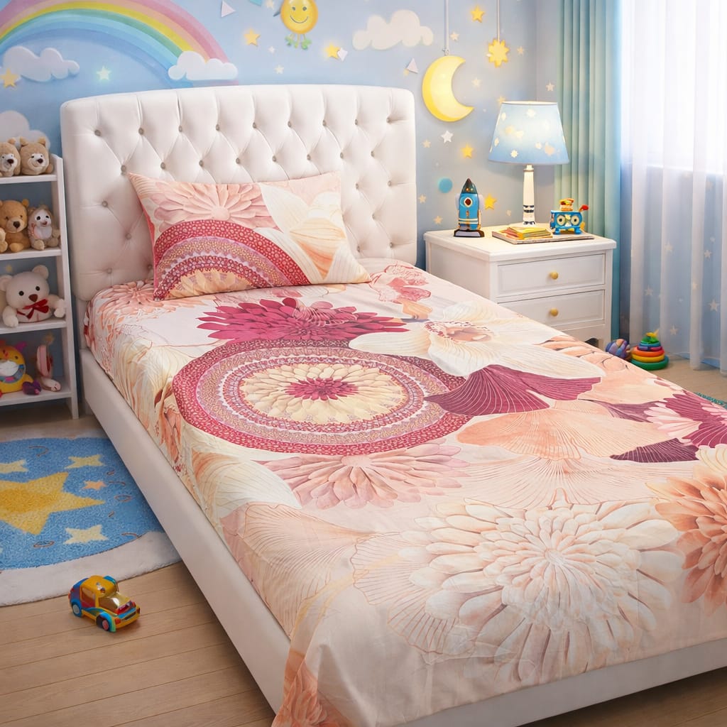 Soft & Safe Kids Pure Cotton Single Bedsheet – 2 Pcs