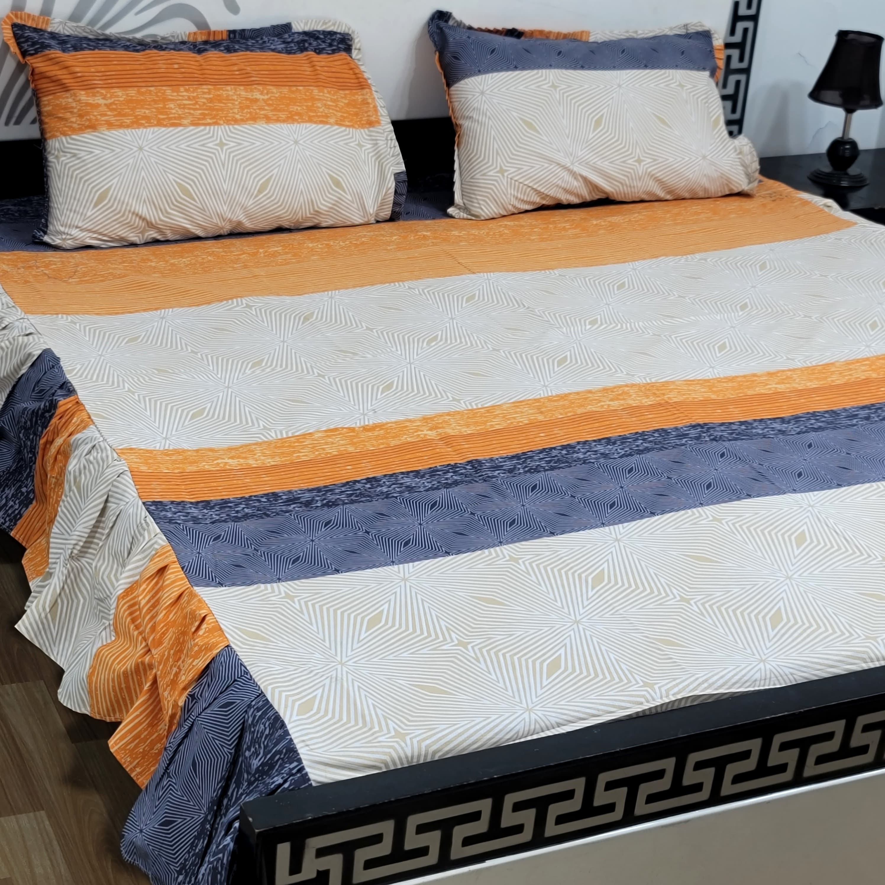 ROYAL Pure Cotton King Size FRILL BED SHEETS 04