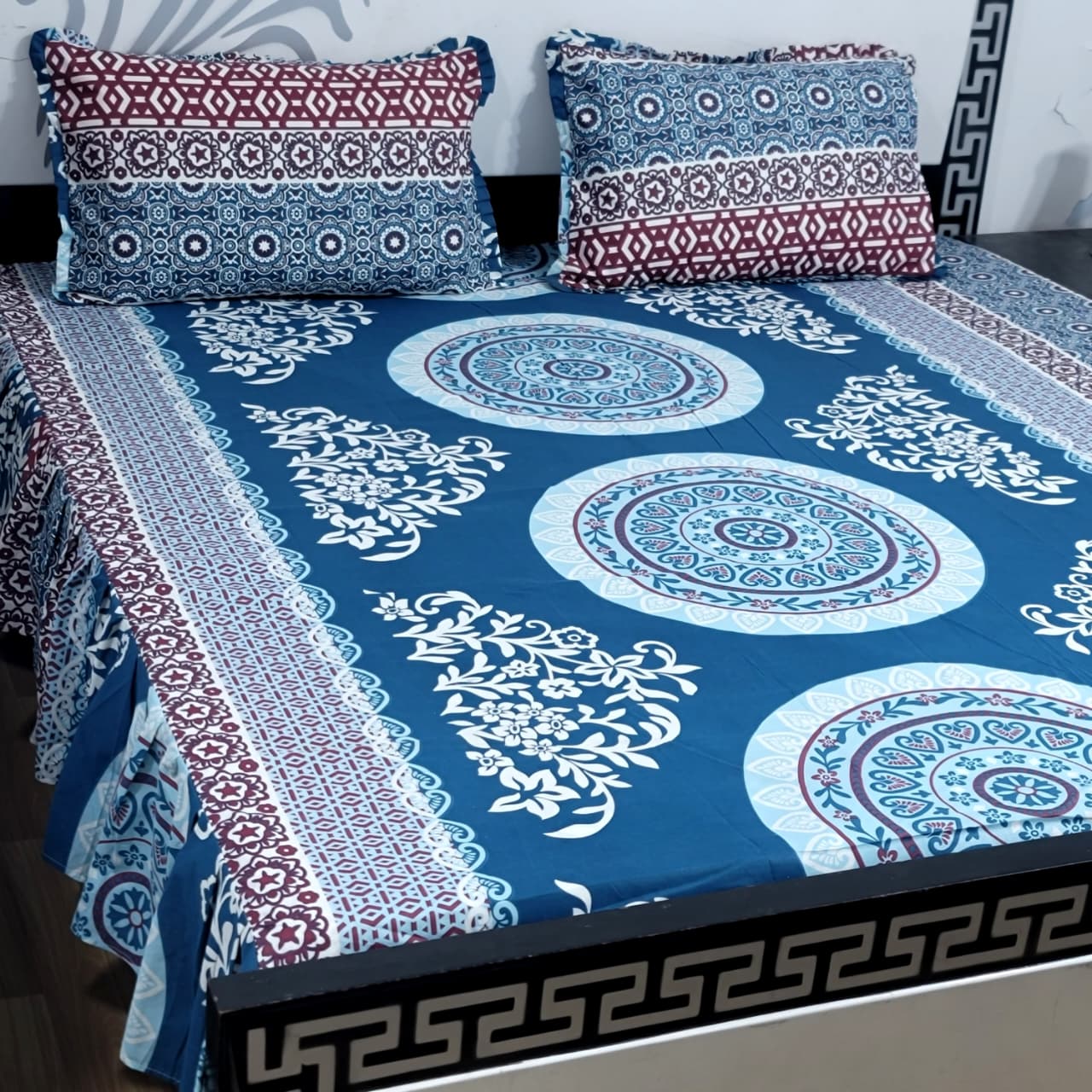 ROYAL Pure Cotton King Size FRILL BED SHEETS 022