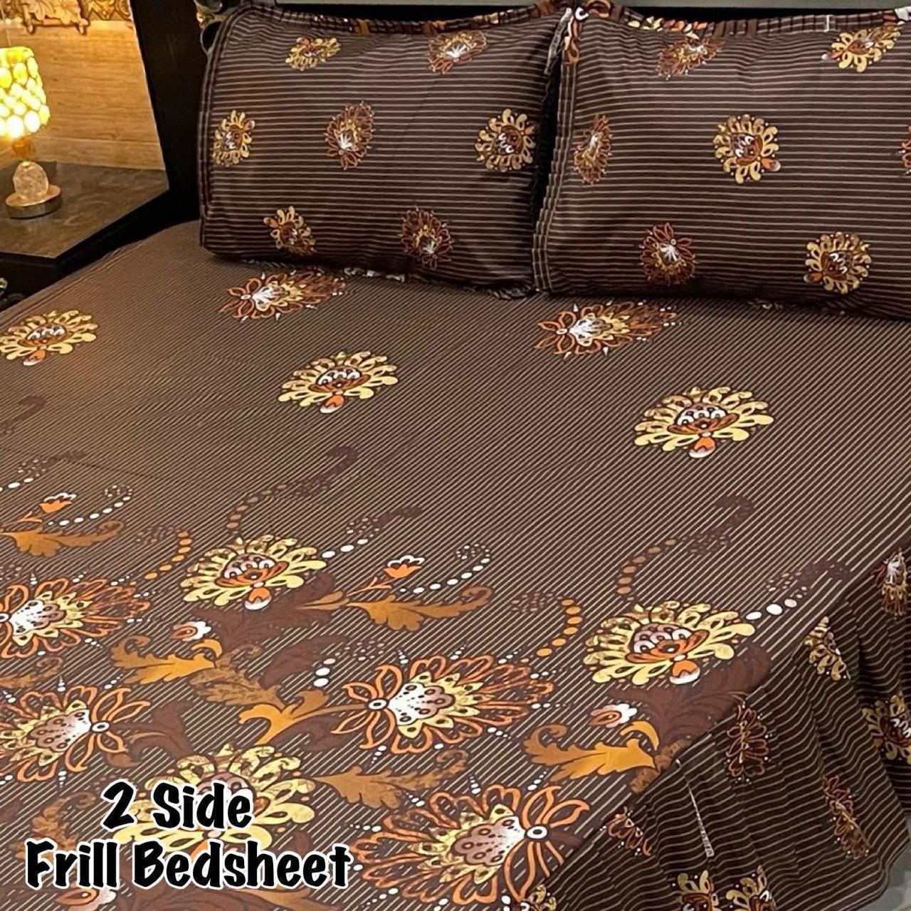 πΈ 3 Pcs Cotton Frill Bedsheet Set β Elegant, Soft & Stylish 067