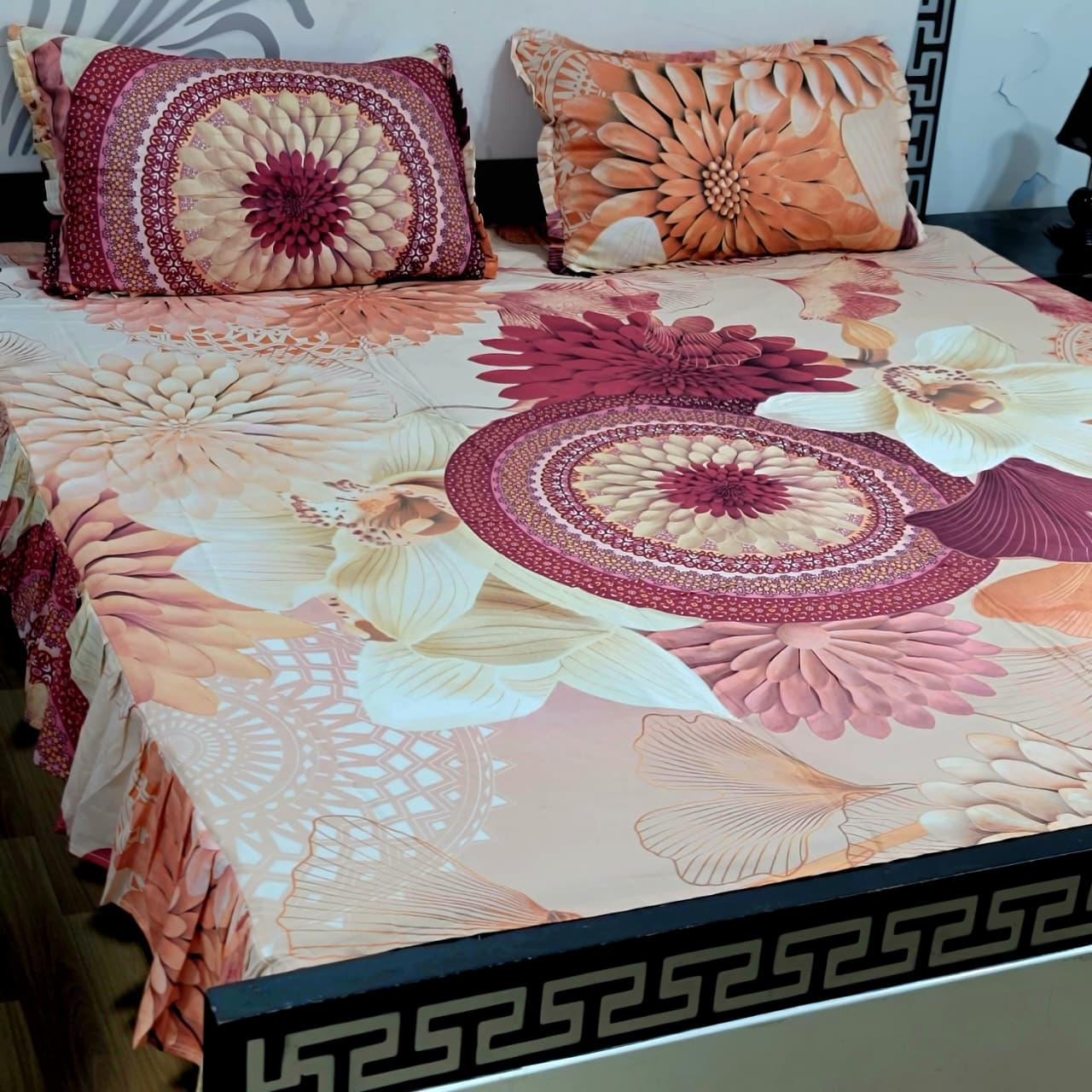 ROYAL Pure Cotton King Size FRILL BED SHEETS 024