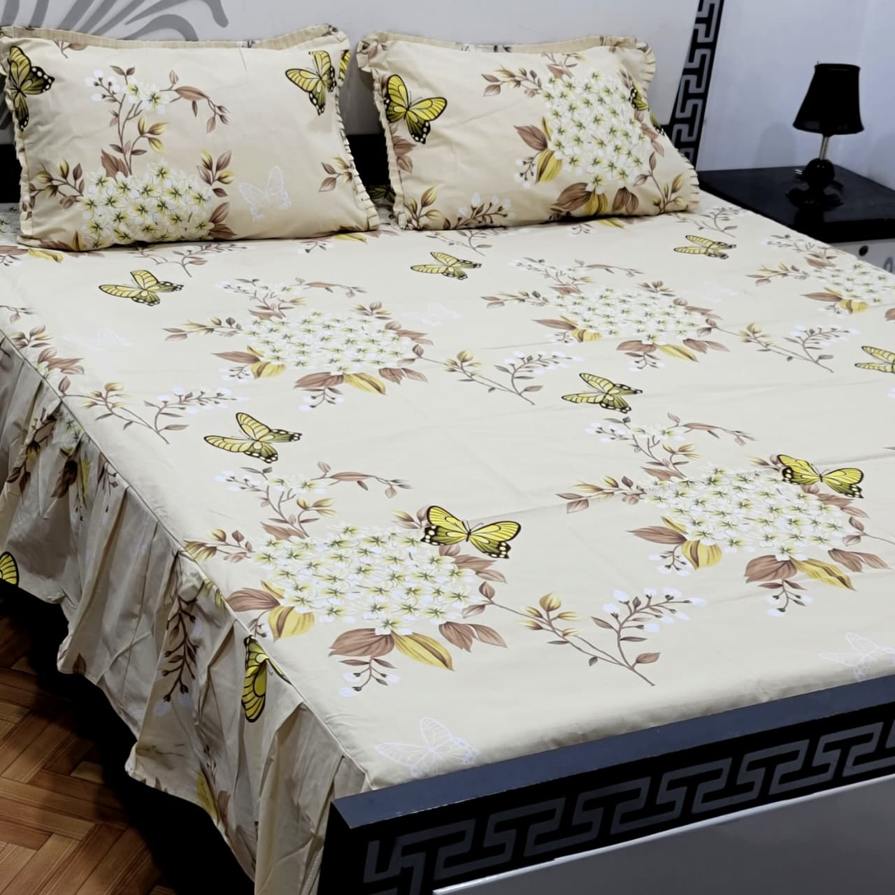 ROYAL Pure Cotton King Size FRILL BED SHEETS 025
