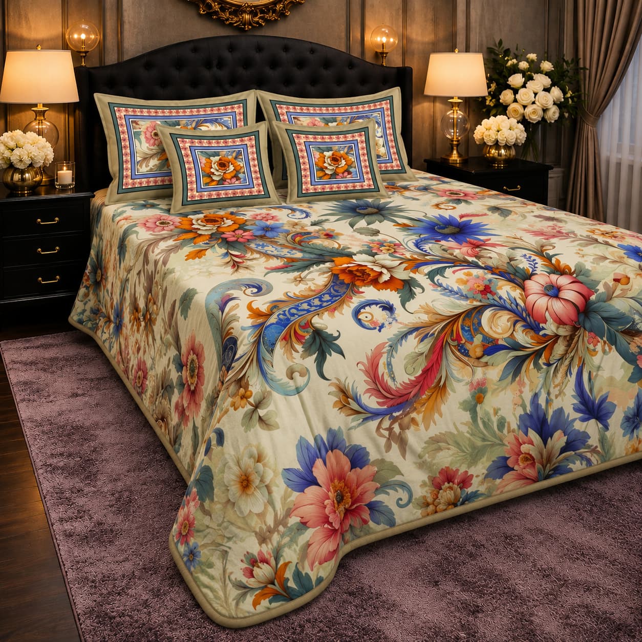 Soft & Durable 8D King Size 5 Piece Bed Sheet Set 07