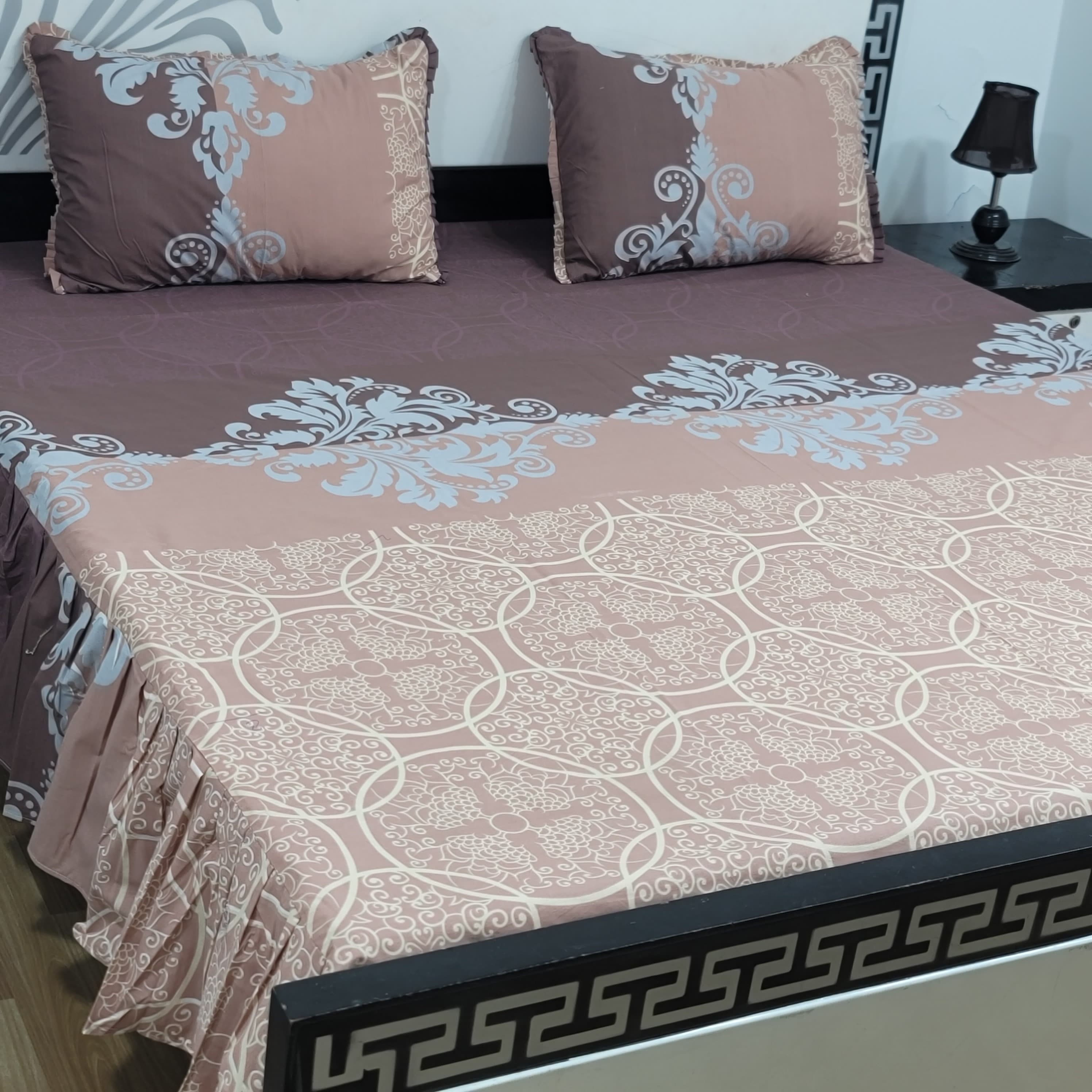 ROYAL Pure Cotton King Size FRILL BED SHEETS 020