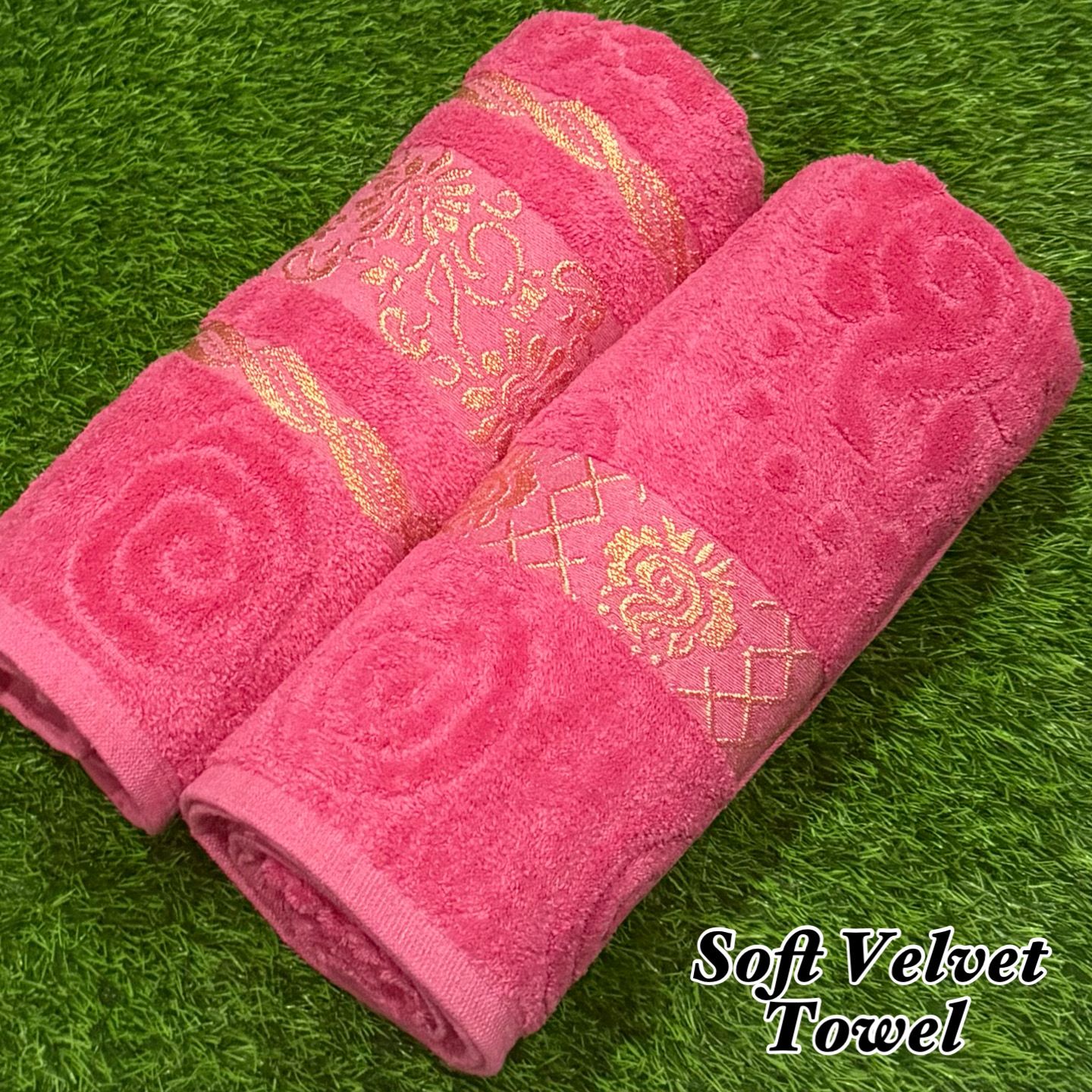 2Pcs Soft Velvet Bathroom Towel Pair – Ultra Absorbent & Premium Quality