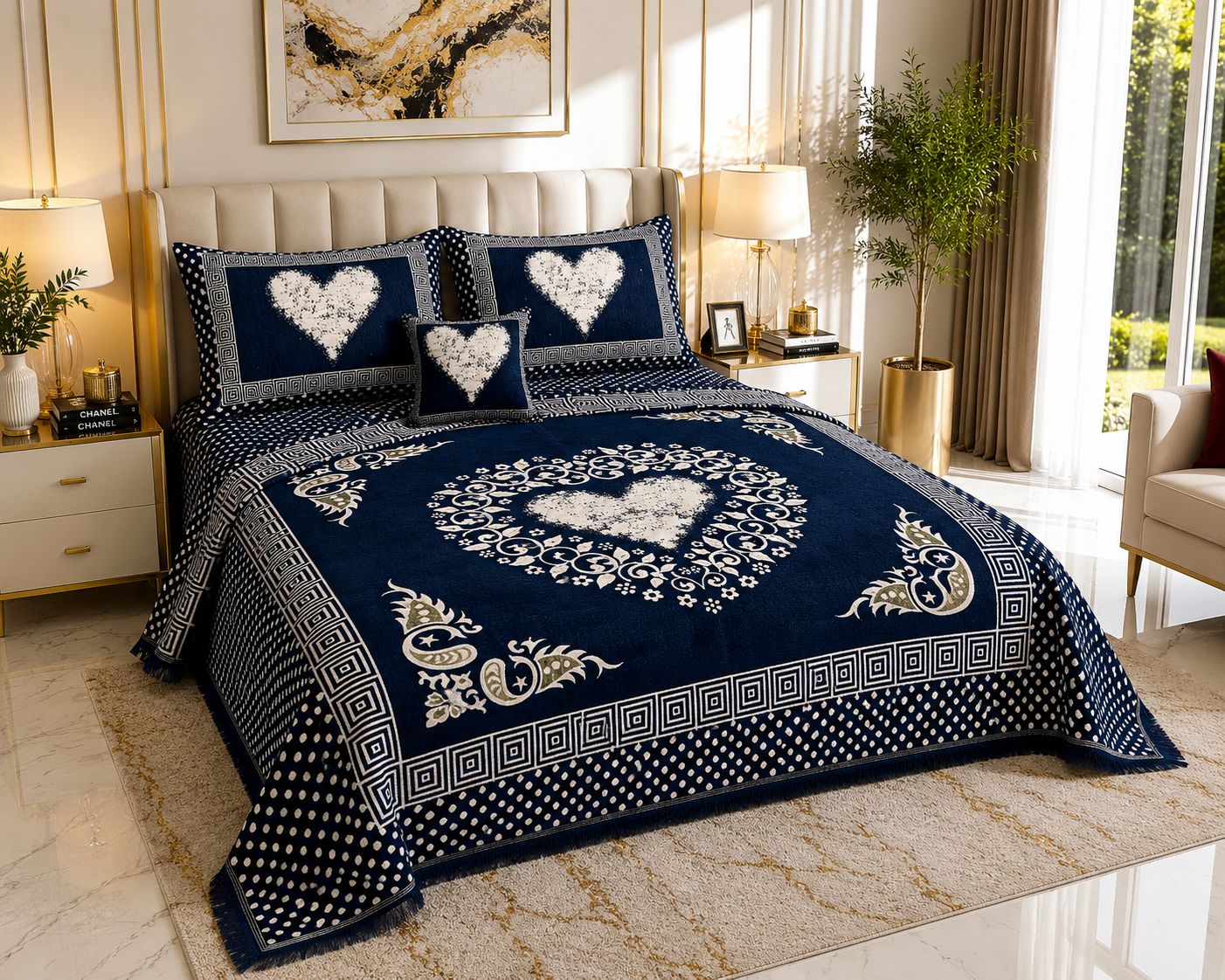 Appish Bridal Velvet Bed Sheet Set - 4pcs - ABB05