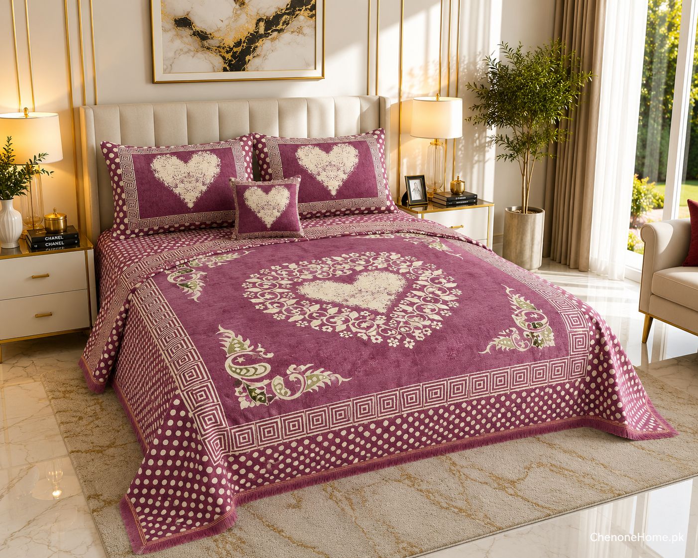 Appish Bridal Velvet Bed Sheet Set - 4pcs - ABB010