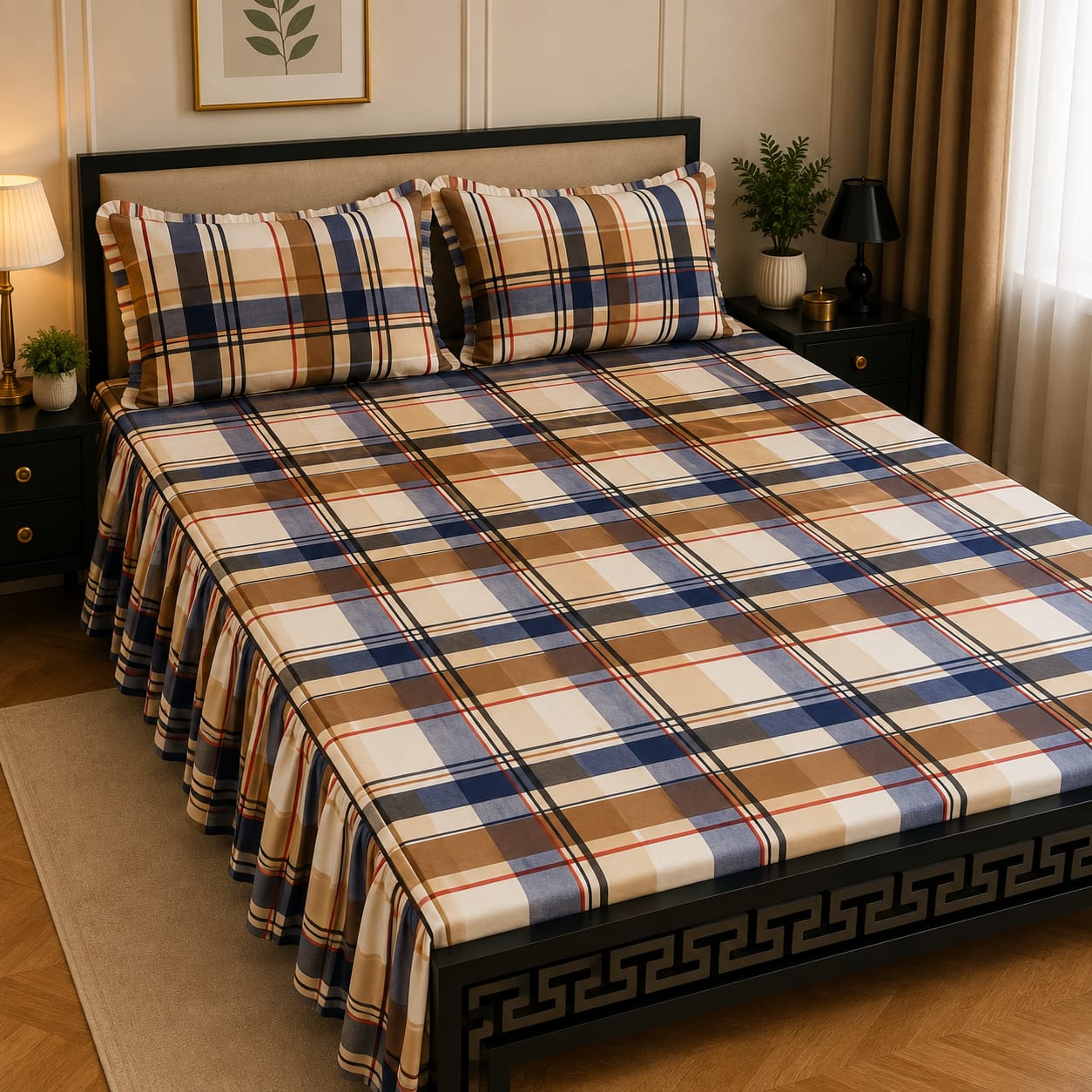 Royal Pure Cotton Frill Bedsheets 3 Pcs Set 014