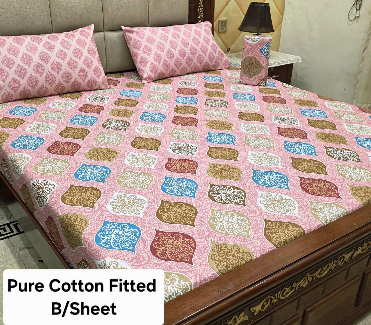 Elegant Pure Cotton Fitted Sheets 3 Pcs Set 076