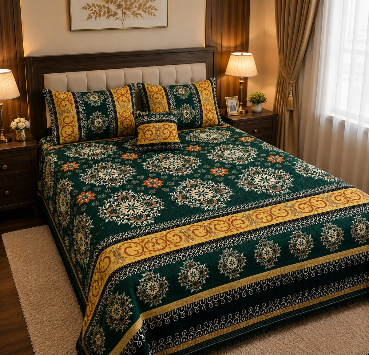 Appish Bridal Velvet Bed Sheet Set - 4pcs - ABB046