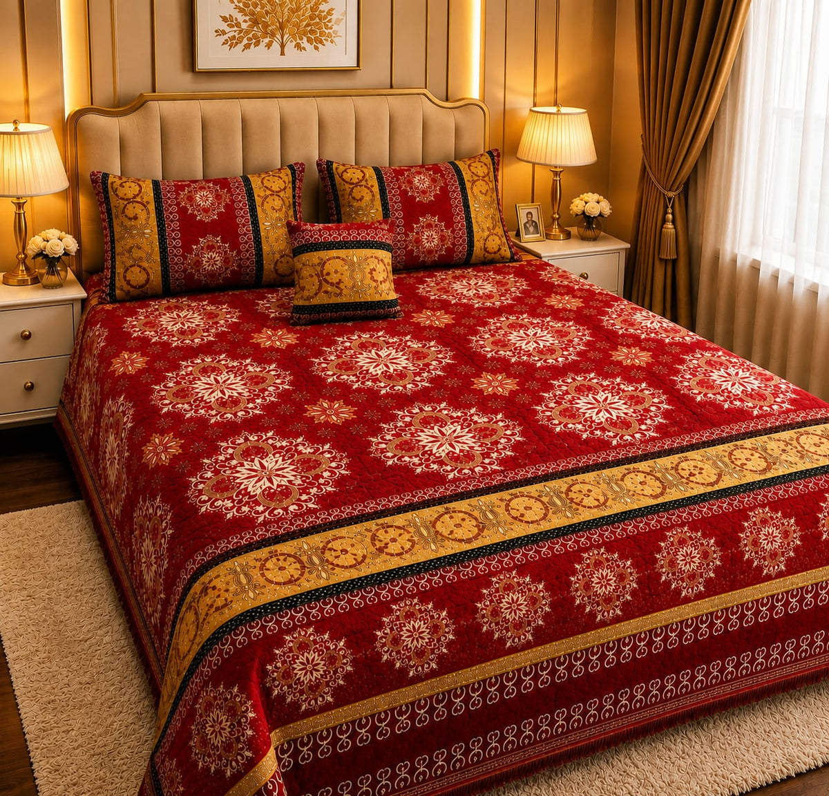 Appish Bridal Velvet Bed Sheet Set - 4pcs - ABB047