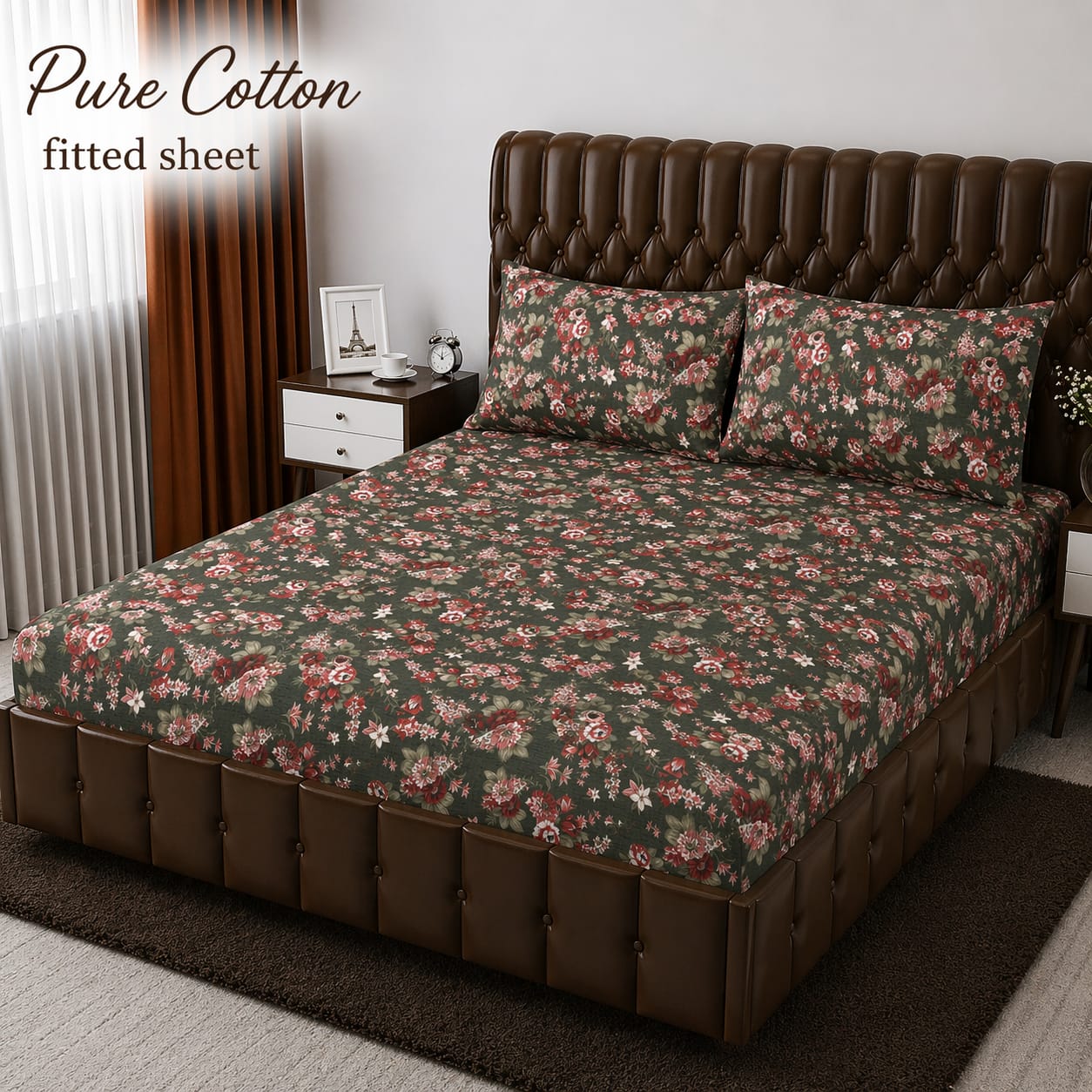 Elegant Pure Cotton Fitted Sheets 3 Pcs Set 030