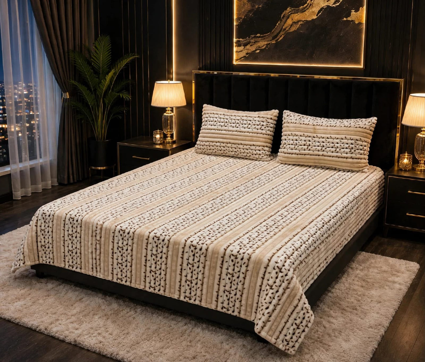 Ultra Soft Winter Puffy Bedsheet – 3 Piece King Bedding Set 011
