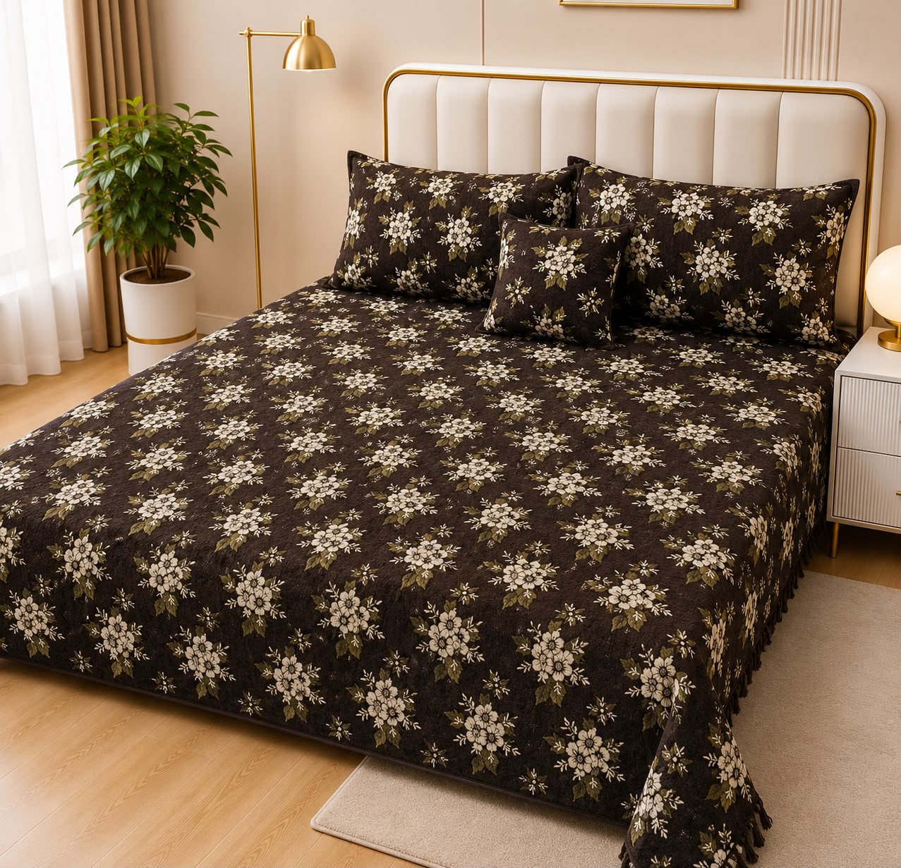 Appish Bridal Velvet Bed Sheet Set - 4pcs - ABB029