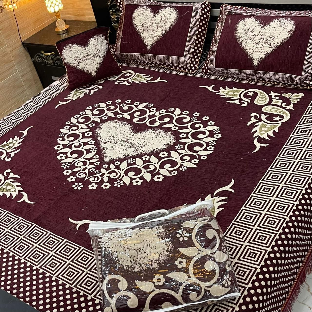 Appish Bridal Velvet Bed Sheet Set - 4pcs - ABB04