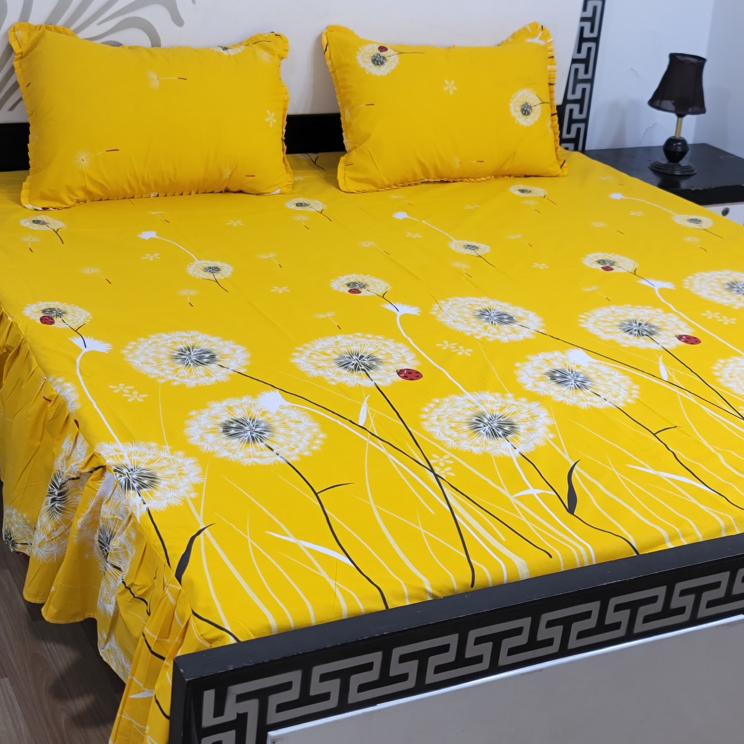 ROYAL Pure Cotton King Size FRILL BED SHEETS 022