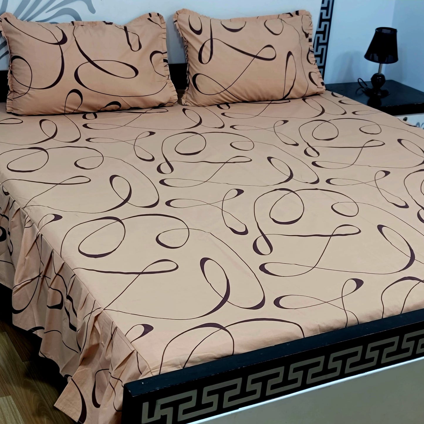 ROYAL Pure Cotton King Size FRILL BED SHEETS 023