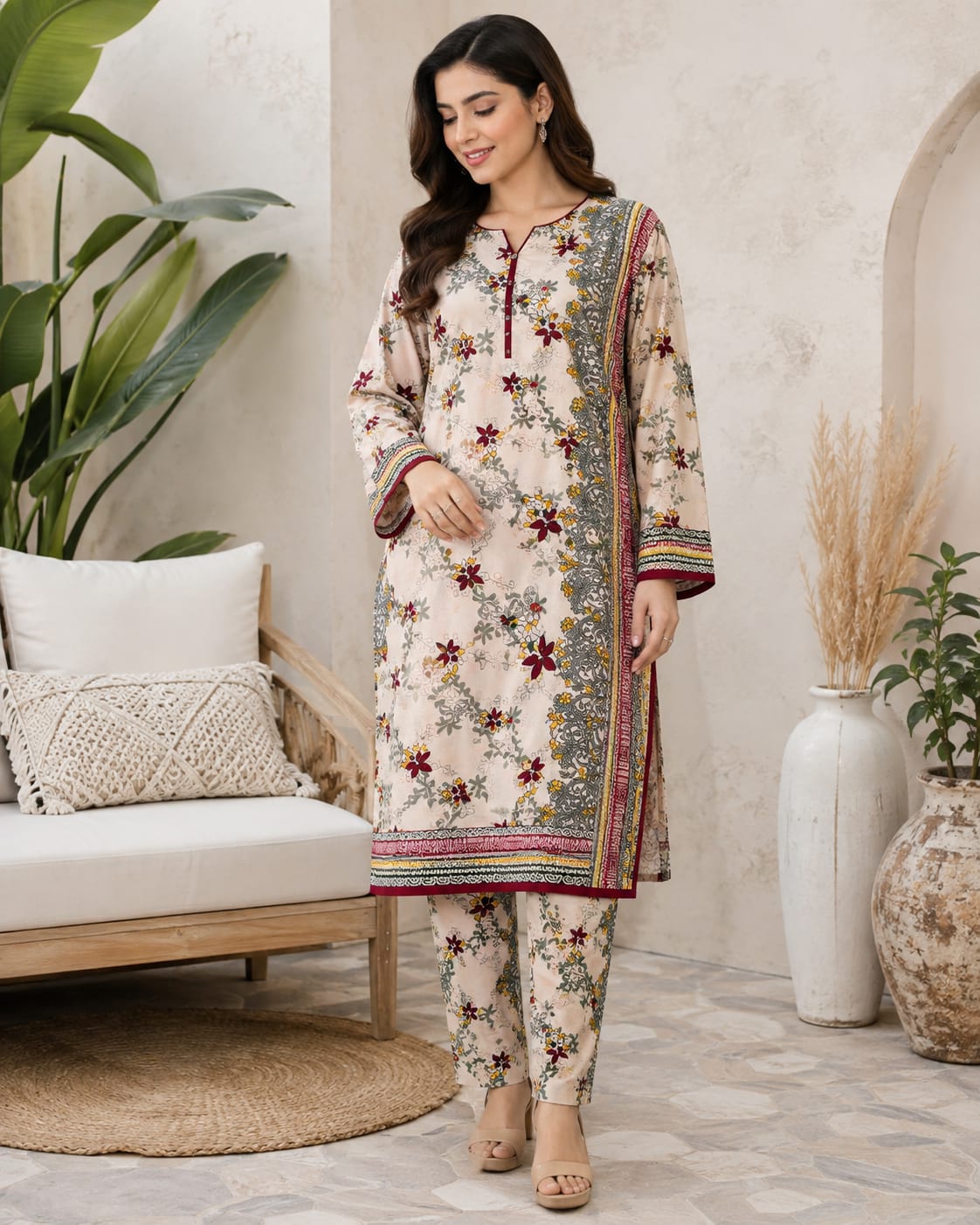 Winter Bloom β 2 Pcs Unstitched Ladies Suit