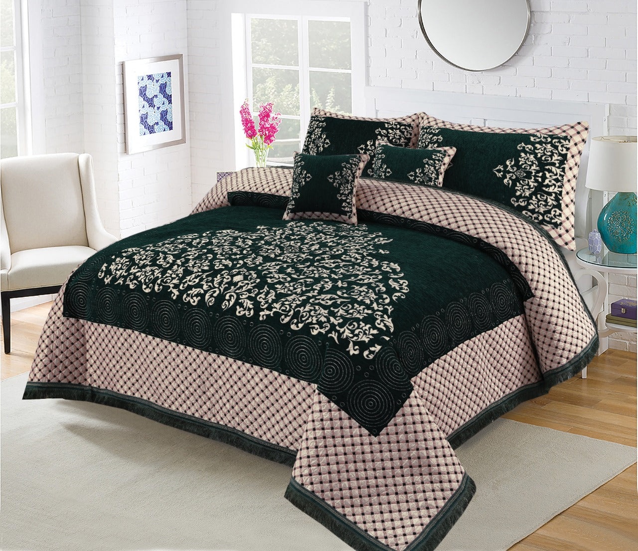 Relent Bridal Velvet Bed Sheet Set - 5pcs - RBB06