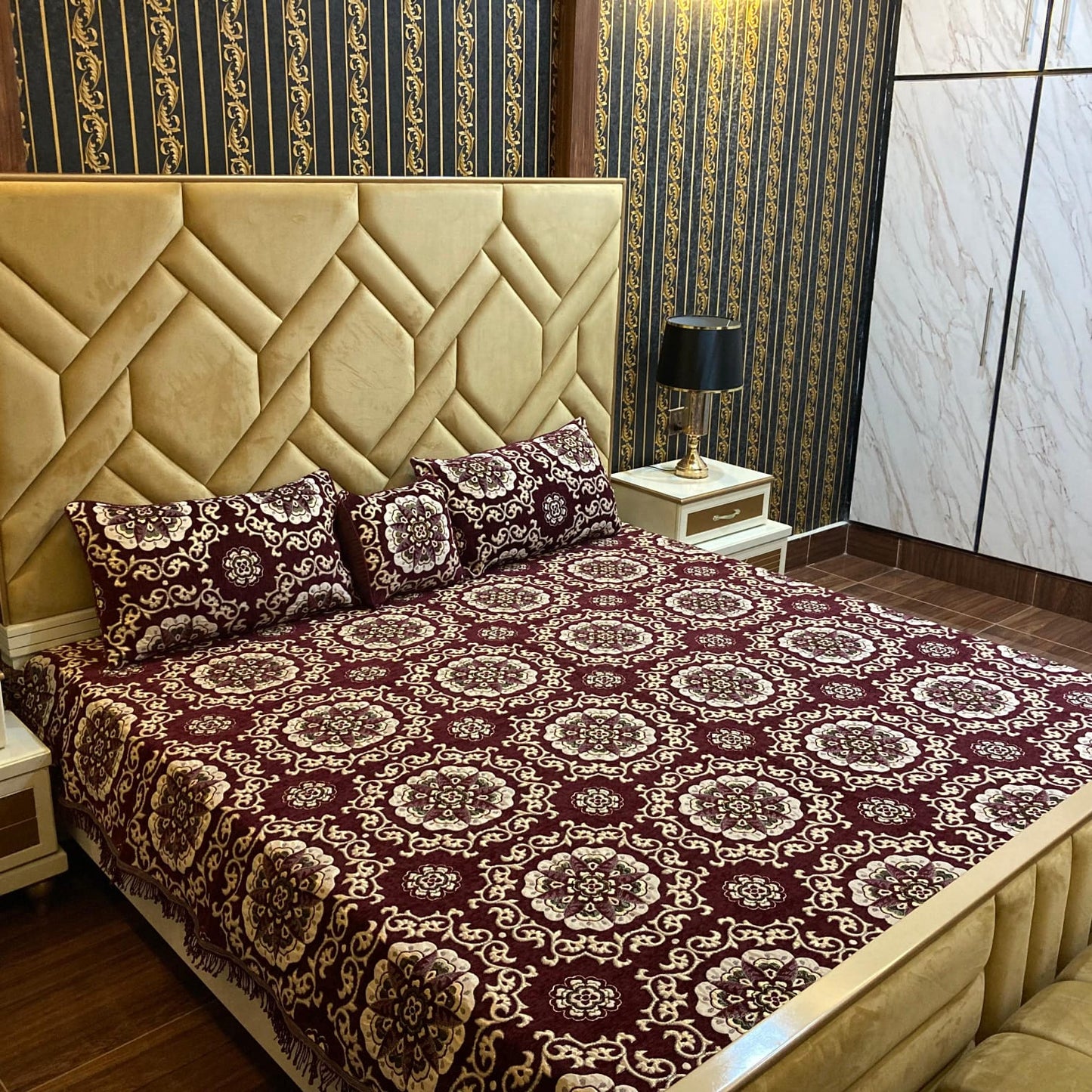 Appish Bridal Velvet Bed Sheet Set - 4pcs - ABB031