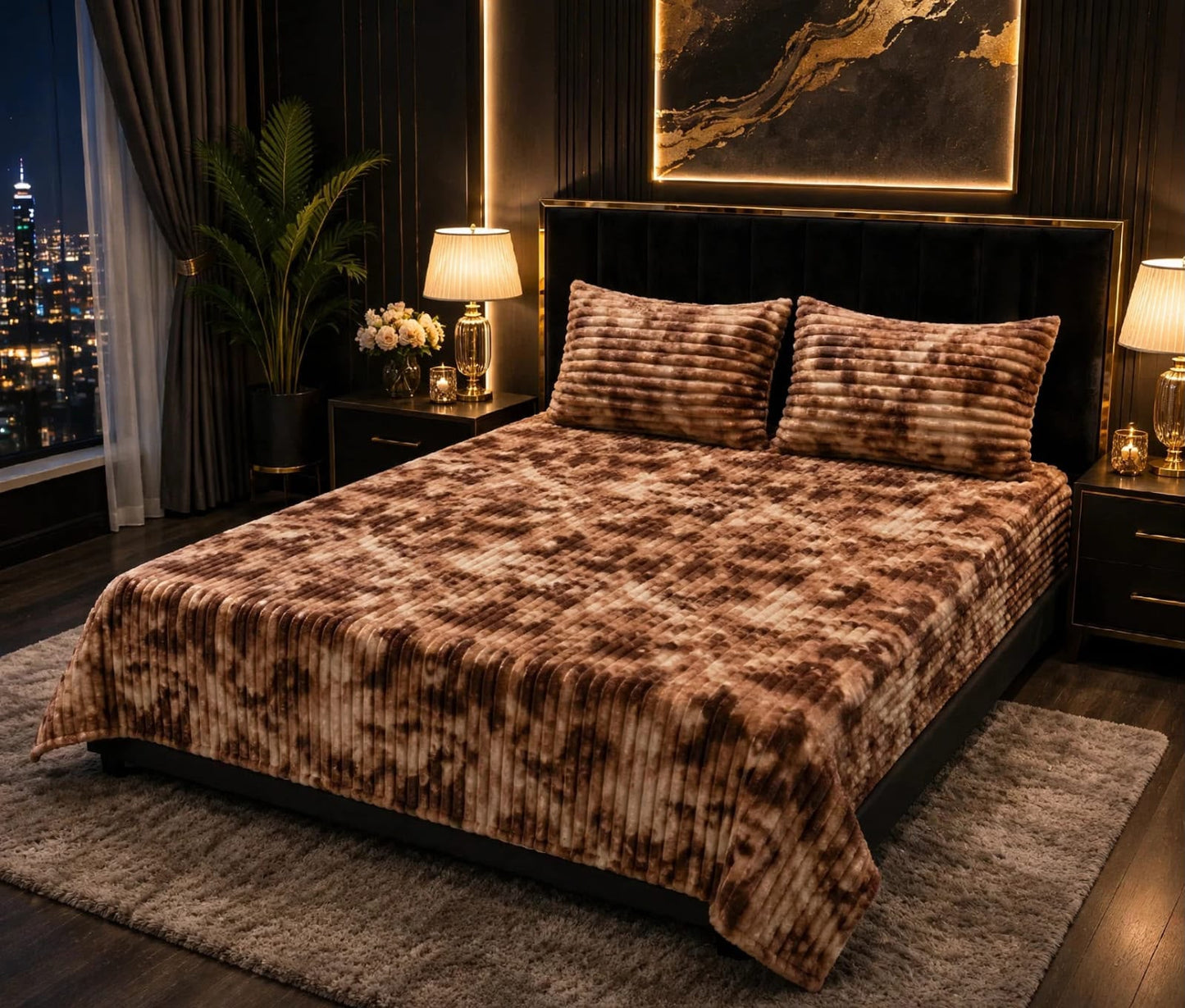 Ultra Soft Winter Puffy Bedsheet – 3 Piece King Bedding Set 012