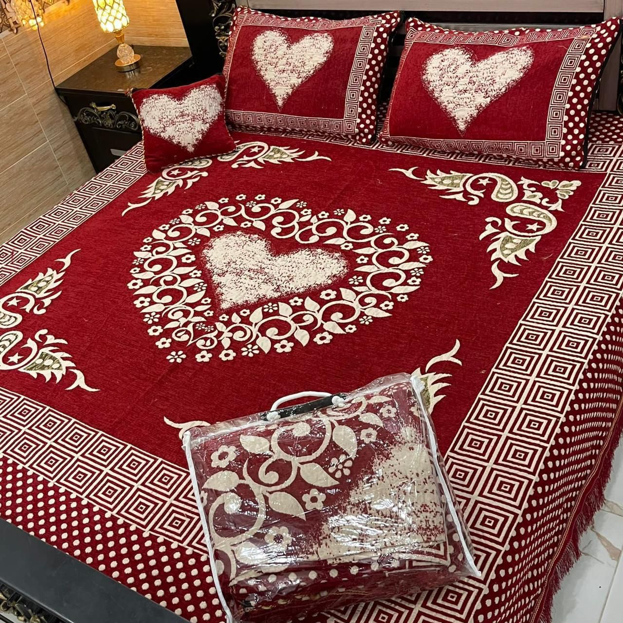 Appish Bridal Velvet Bed Sheet Set - 4pcs - ABB01