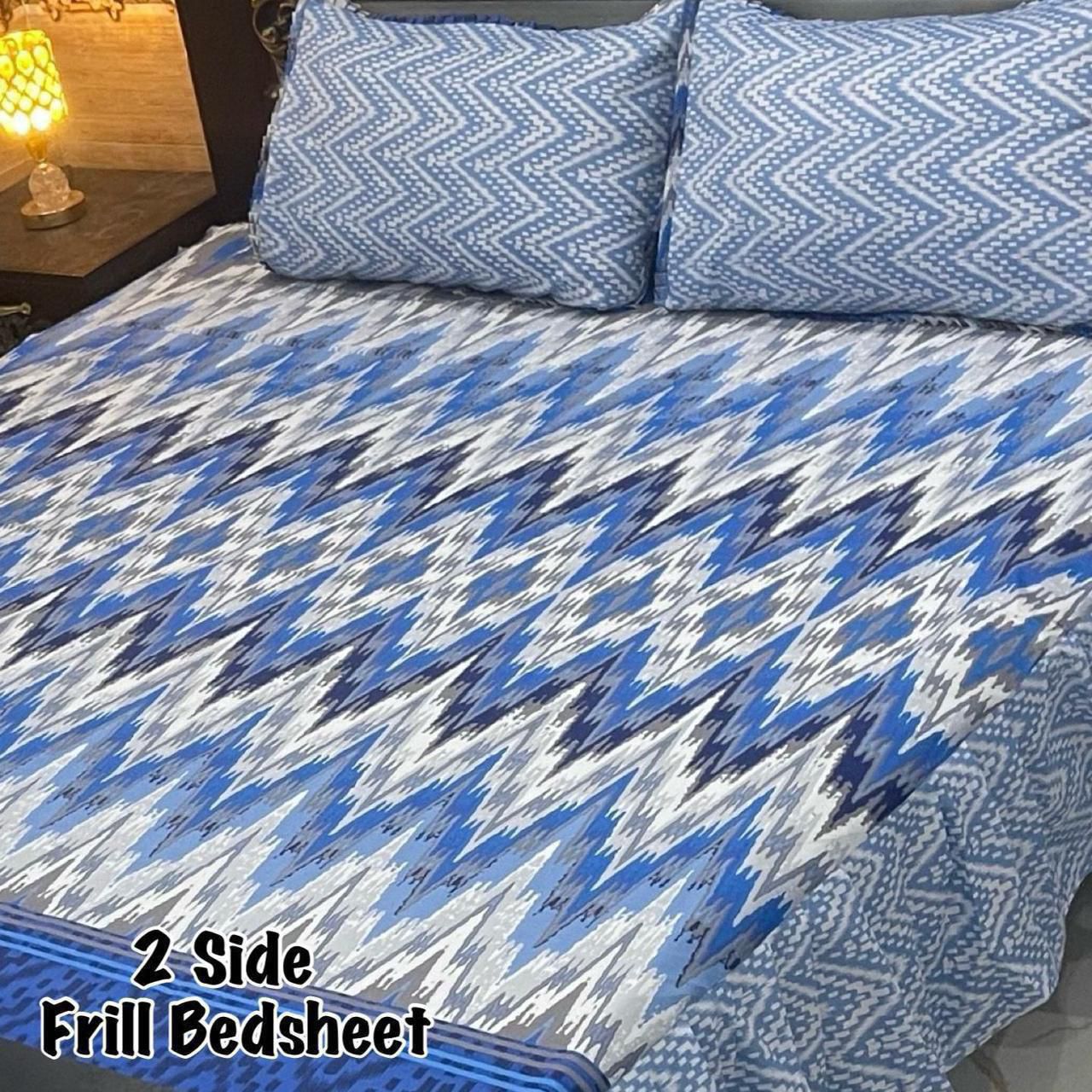 πΈ 3 Pcs Cotton Frill Bedsheet Set β Elegant, Soft & Stylish 077