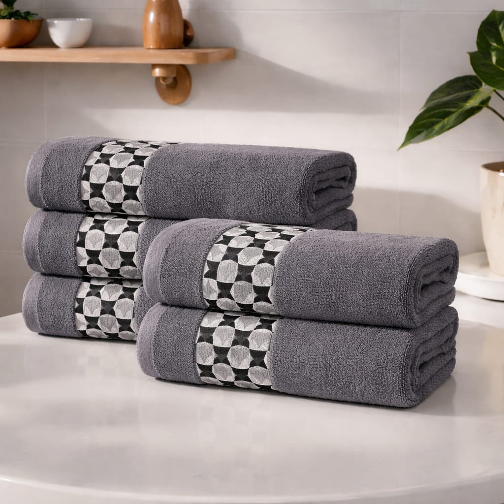 Soft Cotton Bathroom Towel – Ultra Absorbent With Border Design