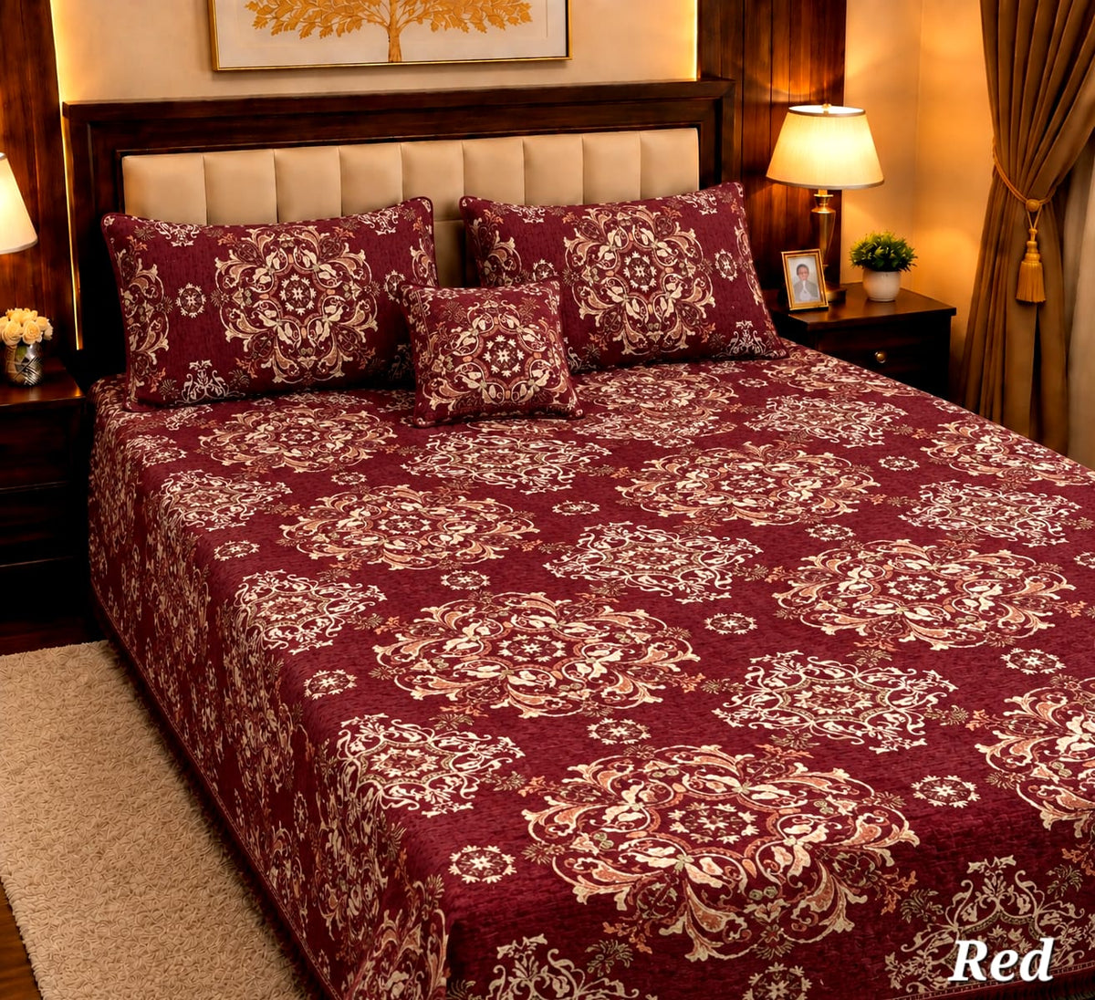 Appish Bridal Velvet Bed Sheet Set - 4pcs - ABB050