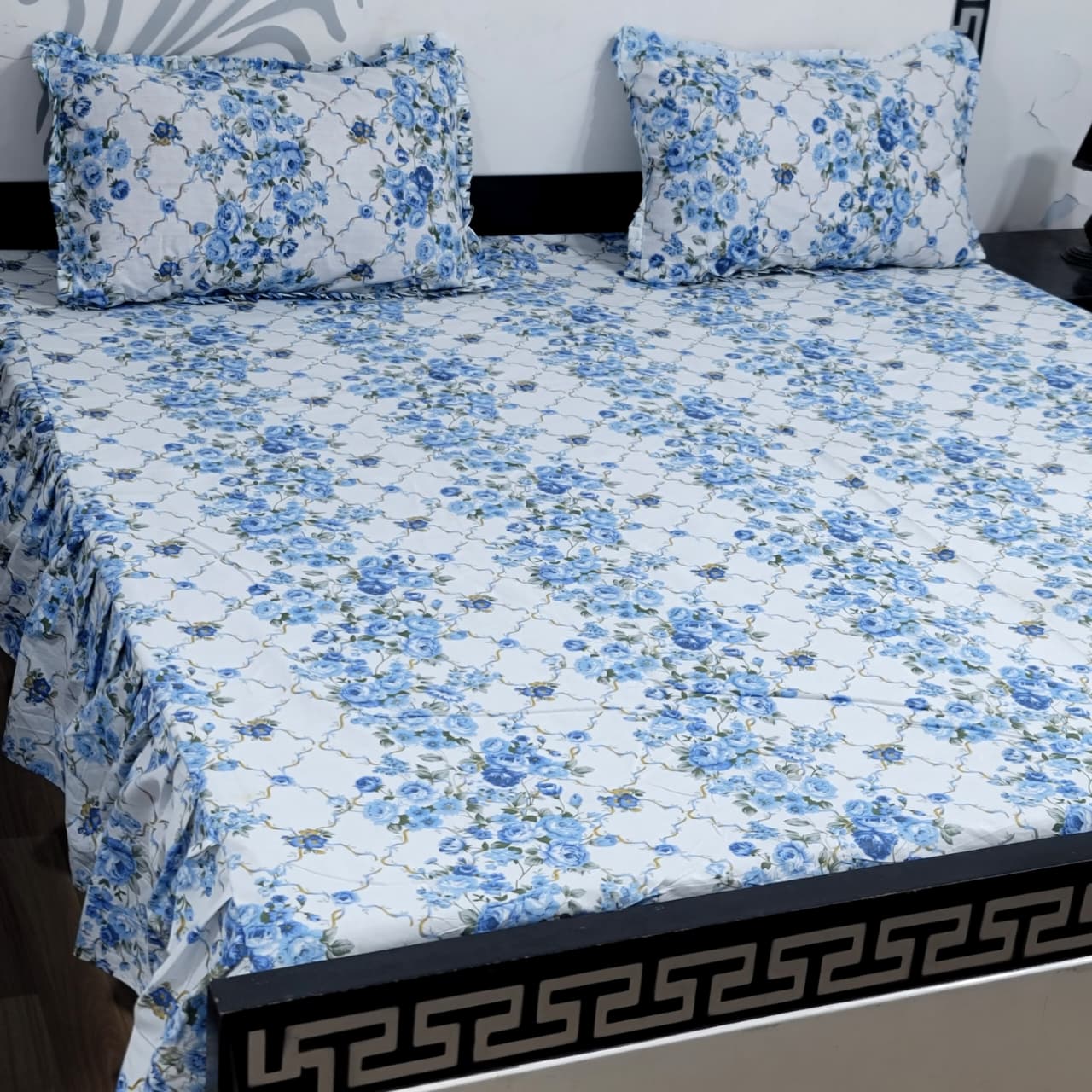 ROYAL Pure Cotton King Size FRILL BED SHEETS 031