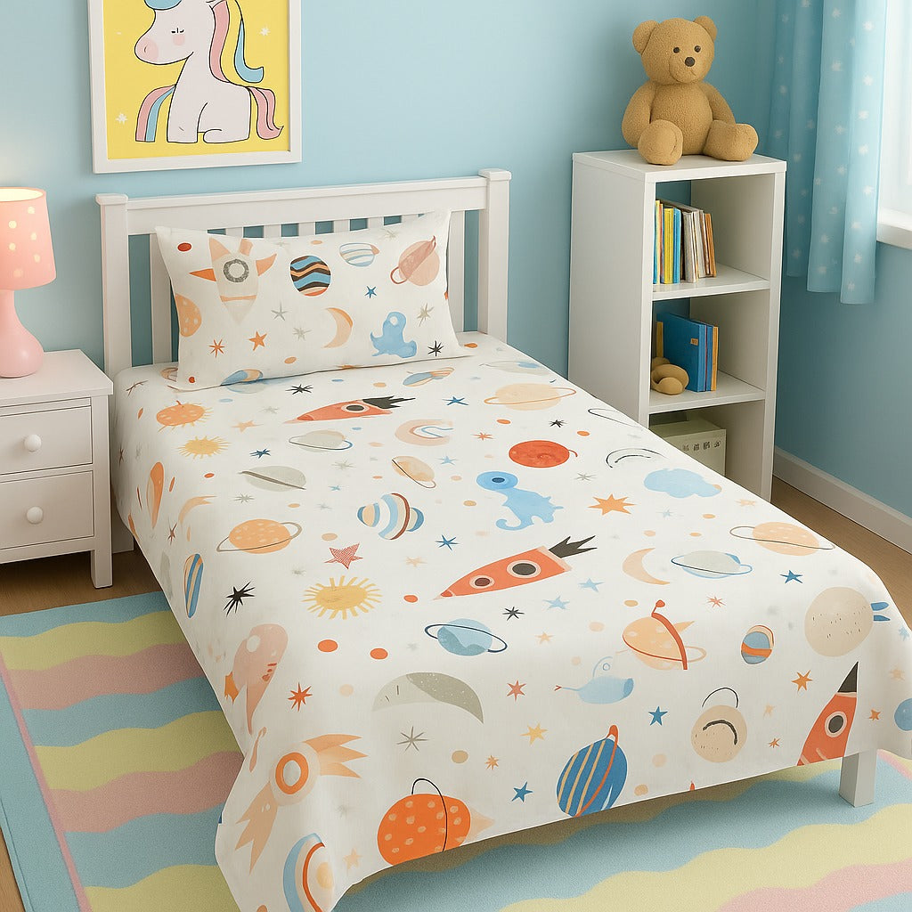 Soft & Safe Kids Pure Cotton Single Bedsheet – 2 Pcs