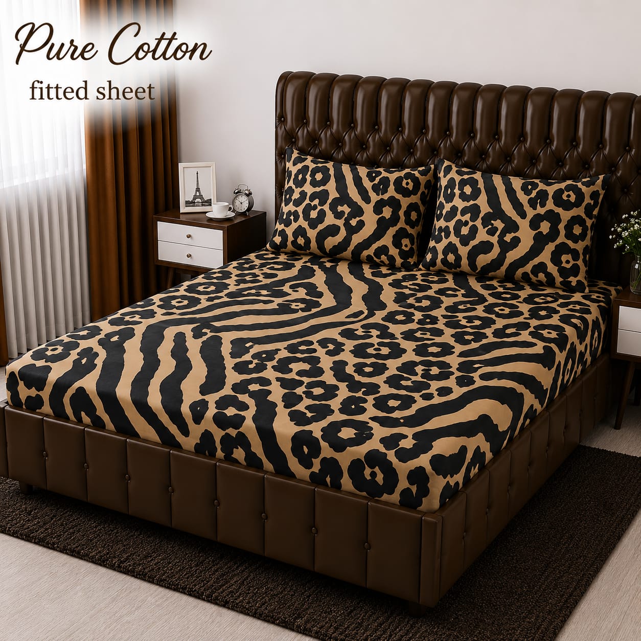 Elegant Pure Cotton Fitted Sheets 3 Pcs Set 034