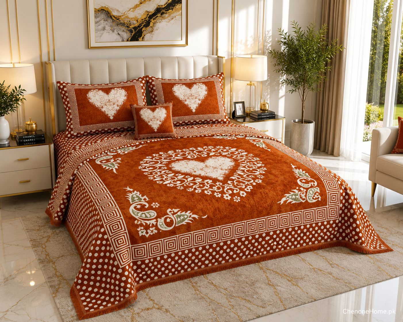 Appish Bridal Velvet Bed Sheet Set - 4pcs - ABB07