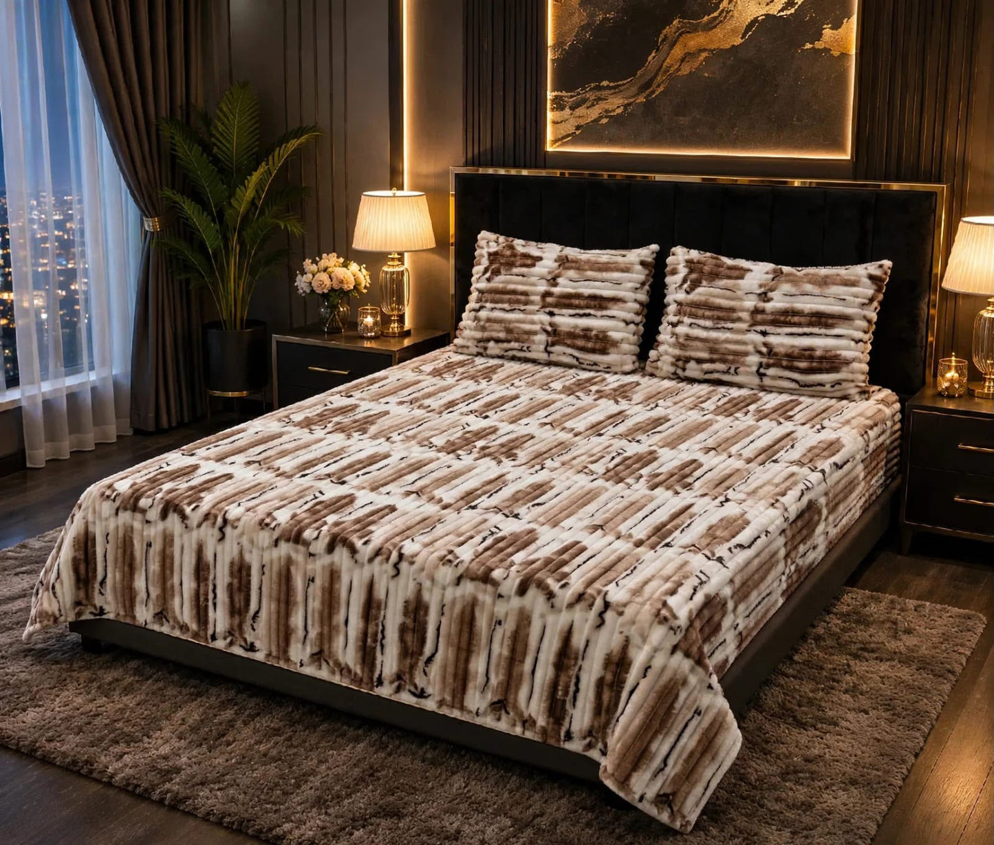 Ultra Soft Winter Puffy Bedsheet – 3 Piece King Bedding Set 014