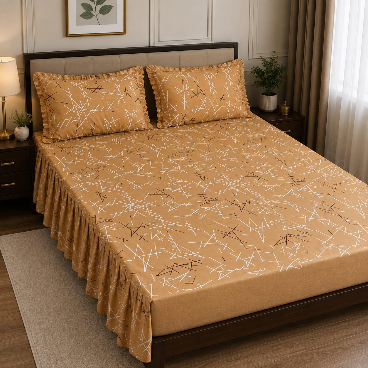 Royal Pure Cotton Frill Bedsheets 3 Pcs Set 018