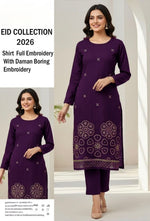 2 Pcs Premium Lawn Suit –  Heavy Embroidery with Daman Boring