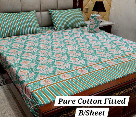 3 Pcs Pure Cotton Fitted Bedsheets 05