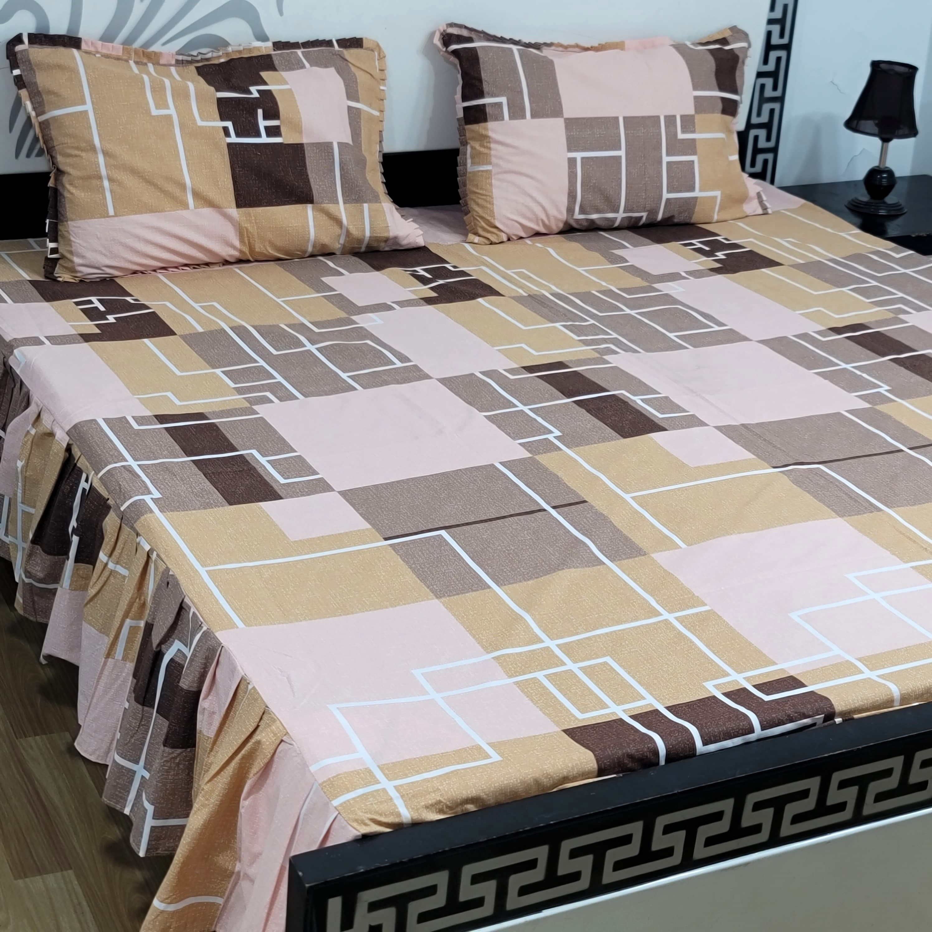 ROYAL Pure Cotton King Size FRILL BED SHEETS 08