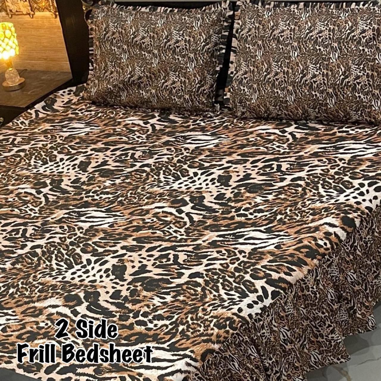 🌸 3 Pcs Cotton Frill Bedsheet Set – Elegant, Soft & Stylish 059