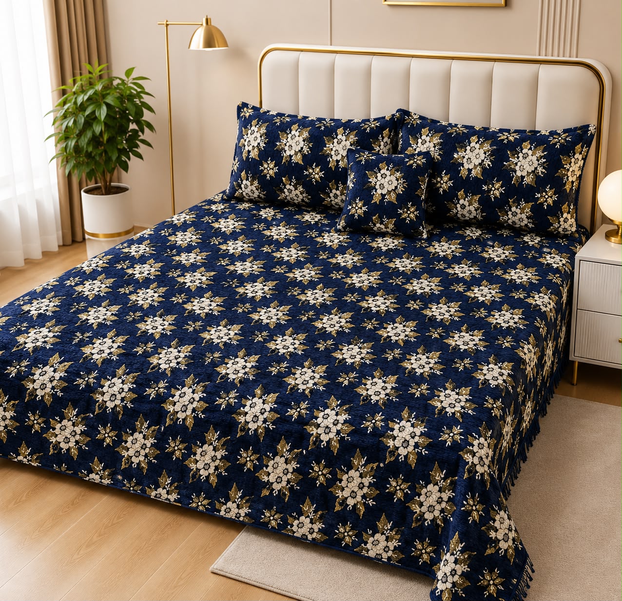 Appish Bridal Velvet Bed Sheet Set - 4pcs - ABB027