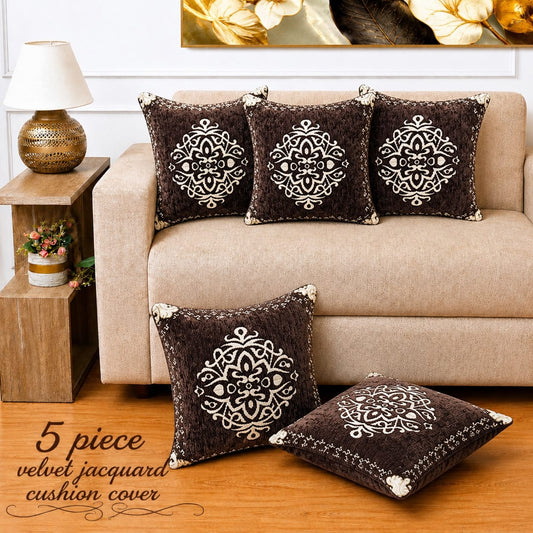 VELVET JACQUARD CUSHION COVERS 5pcs Set 02