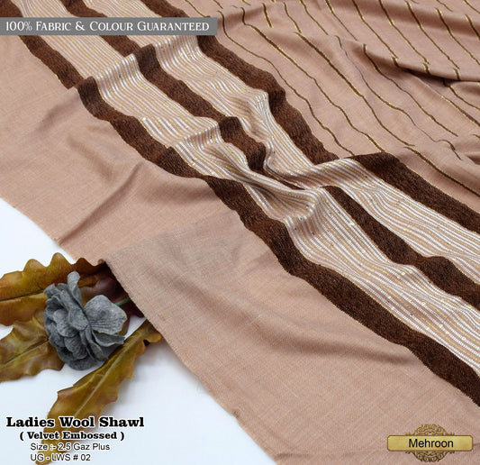 Ladies Wool Shawl with Velvet Border