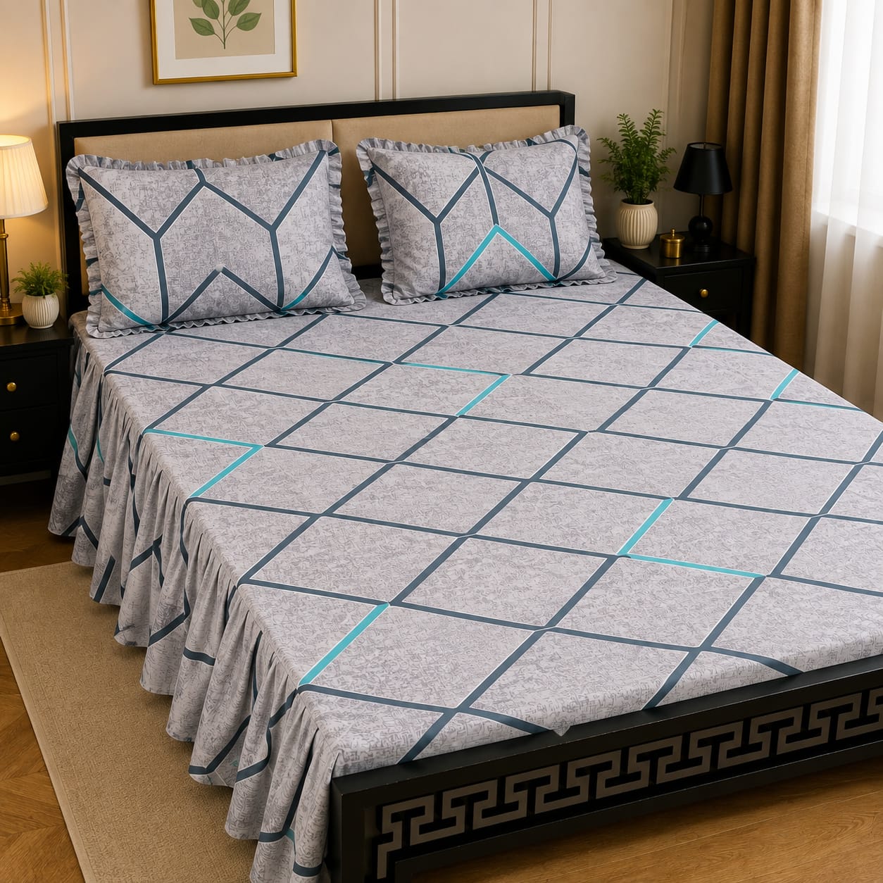 Royal Pure Cotton Frill Bedsheets 3 Pcs Set 02
