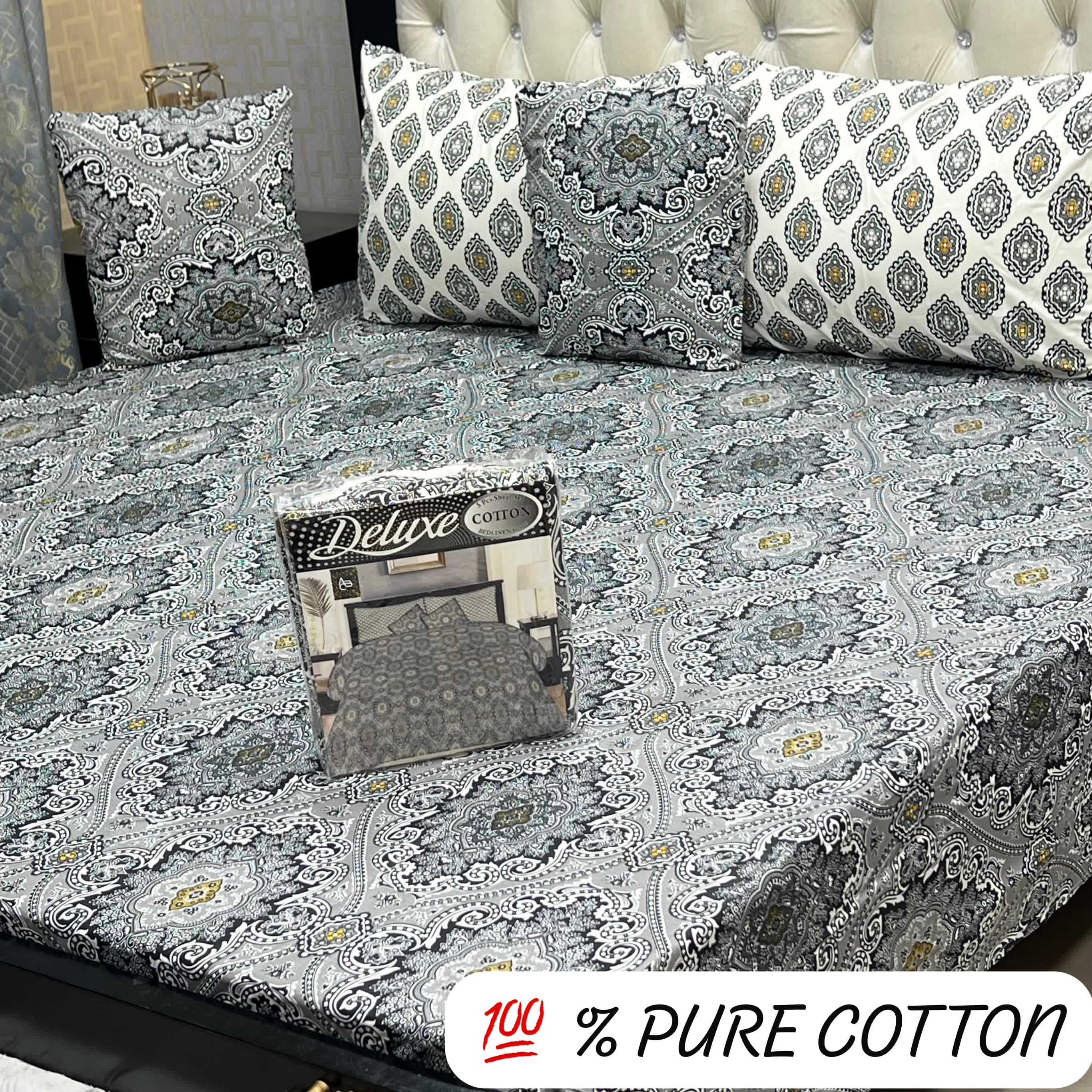 5 Pcs Delux Pure cotton Bed Sheet