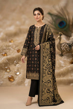 Luxury Dhanak Embroidered 3-Piece Suit with 3D Pashmina Shawl