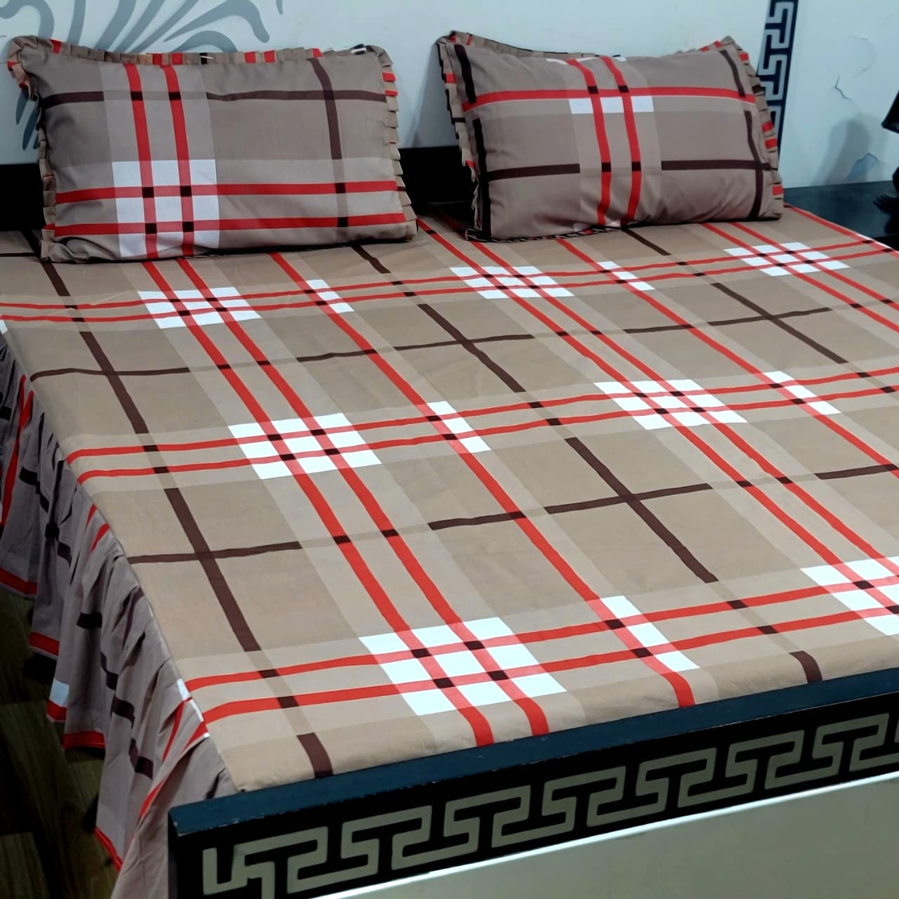 ROYAL Pure Cotton King Size FRILL BED SHEETS 020