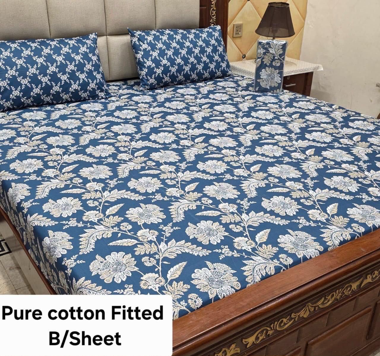 3 Pcs Pure Cotton Fitted Bedsheets 012