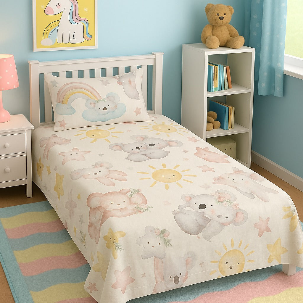 Soft & Safe Kids Pure Cotton Single Bedsheet – 2 Pcs